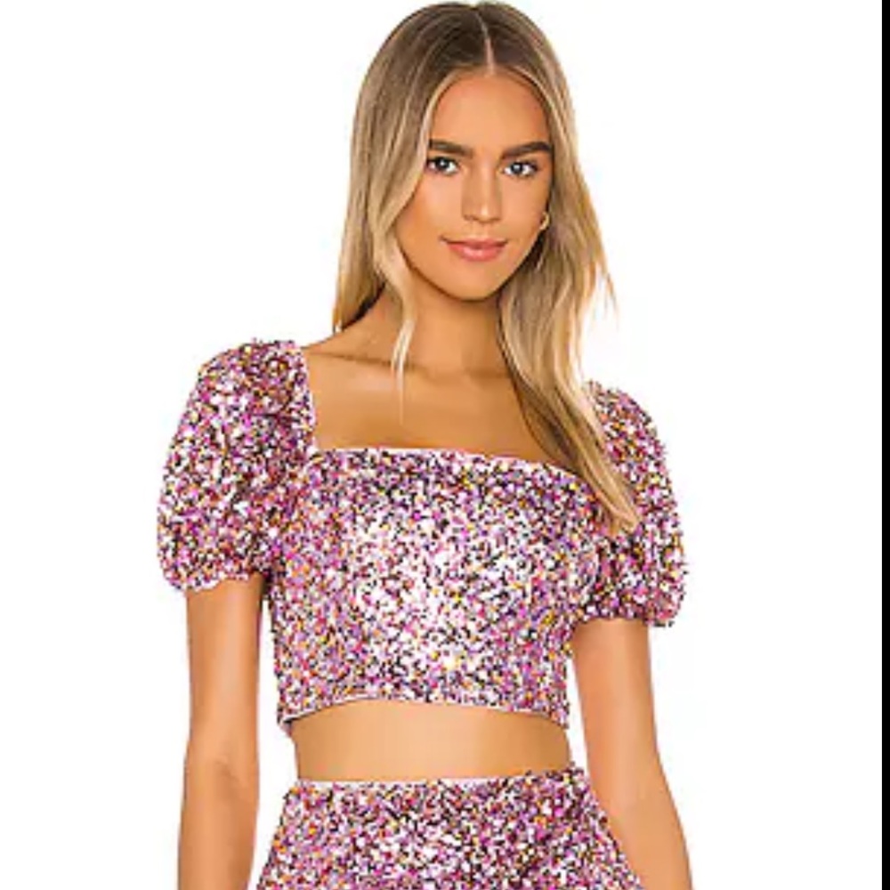 LPA Reese Sequin Crop Top (Revolve) - Size Medium